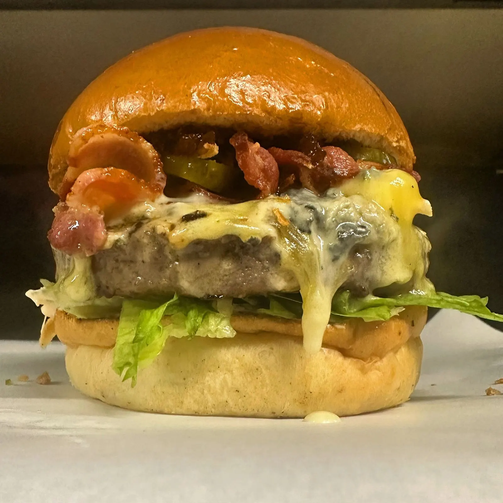 Beef burger with melted cheese